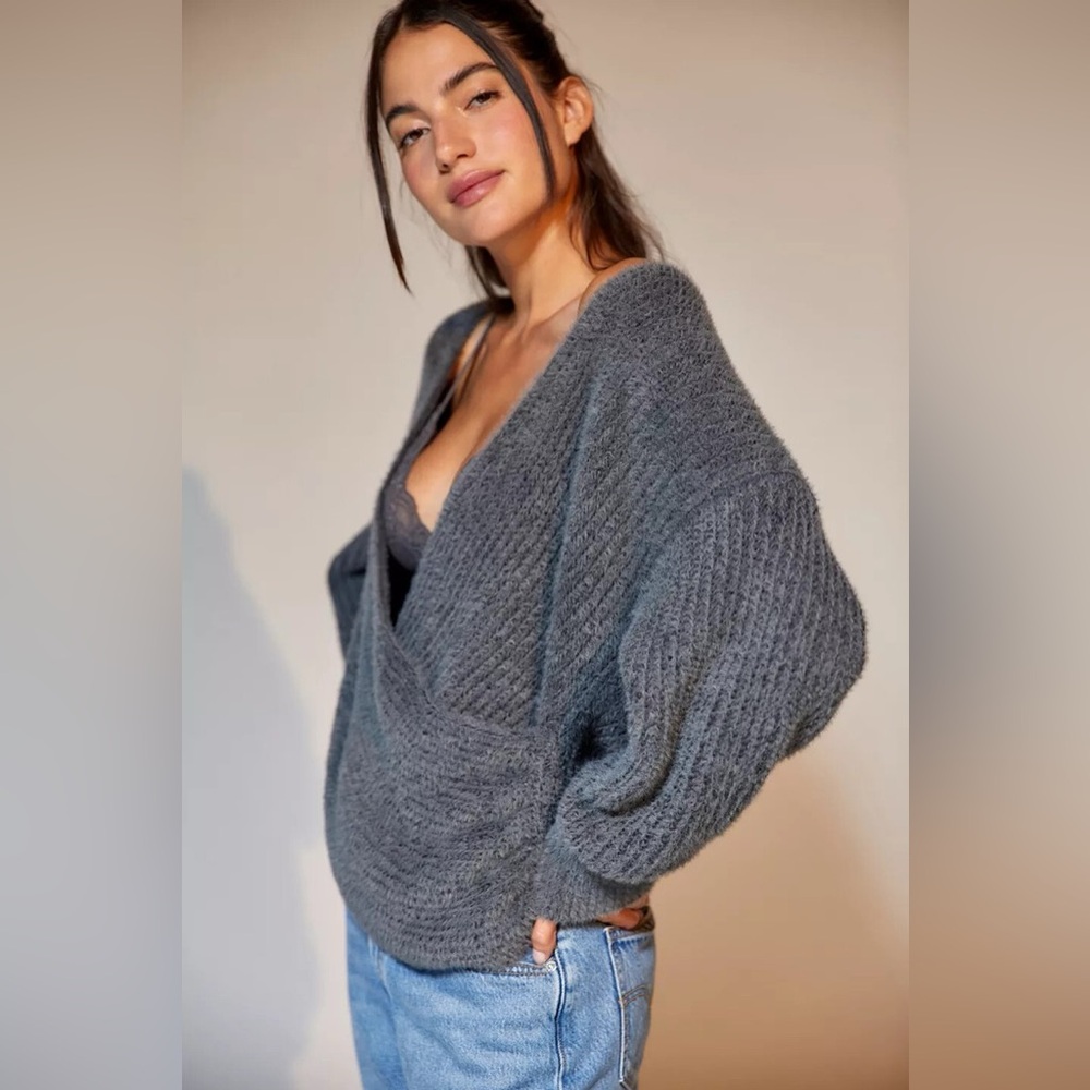 Urban Outfitters Kane Wrap Cozy Gray Women's Sweater